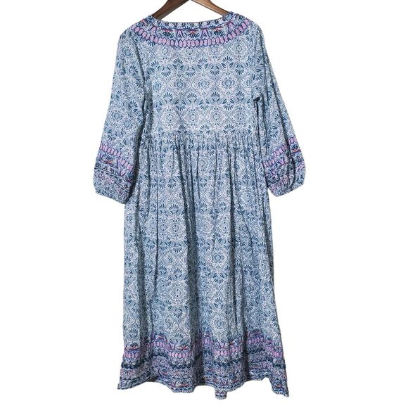 BODEN  Embroidered Cotton Midi Dress Size US 8 Printed Beachy Womens - Picture 6 of 15